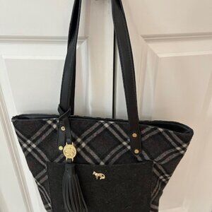 Emma Fox Black and Gray Plaid Tote Bag